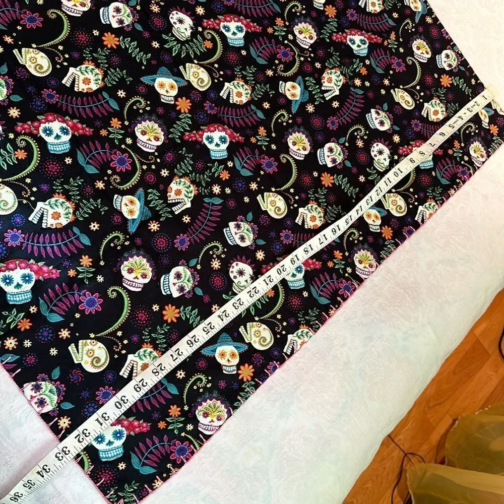 Hand Embellished Tapestry Small Blanket Sugar Skulls Hand Crocheted